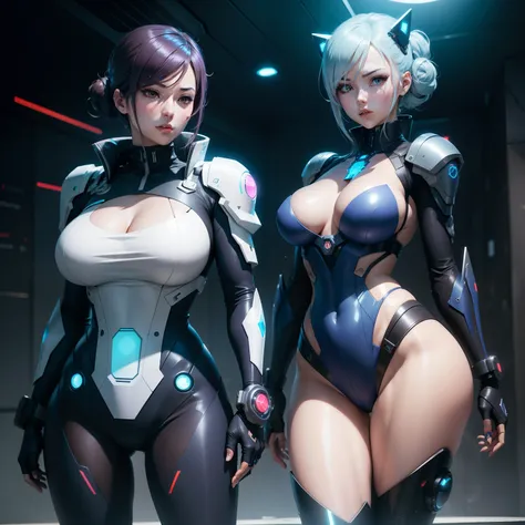 Anime characters with futuristic bodies and futuristic heads, cushart kenz, chest up bust shot, Bust Up Shot, 8k no blur, 2b, 2 b, an oppai cyberpunk, laser wip, Splash screen, Bust, promo art, blueshift render, hd screenshot, frostbite 3 rendered, Blue li...