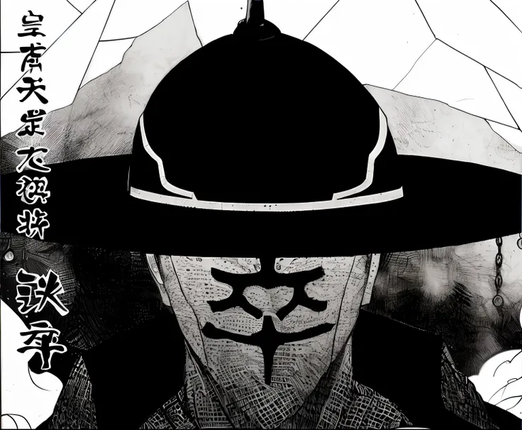 Anime characters with hats and crosses on their faces, Leiji Matsumoto, Eiichiro Oda style, afro samurai manga style, inspired by Eiichiro Oda, kentaro miura manga style, kentaro miura manga art style, black bull samurai, manga style of kentaro miura, akiy...