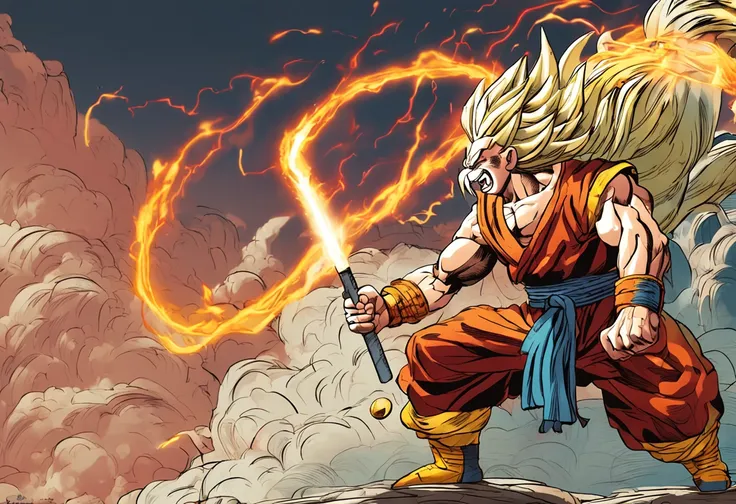 Dragon Ball, Wukong tries to unleash an energy wave on his nemesis