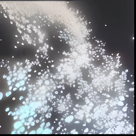 There are a large number of white balls floating in the air, white sparkles everywhere, Glowing spores fly, Glowing sparkling crystals, Glowing particles, Floating particles, a large number of particles, sparse floating particles, glowing glittery dust in ...