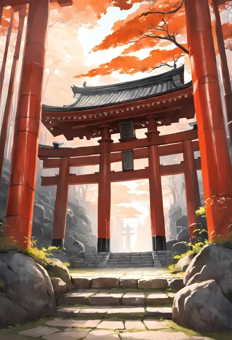 Immortalize the beauty and reverence of an ancient Japanese temple in an image that captures the passage of time. In this scenario, um templo majestoso repousa em meio a uma paisagem tranquila e atemporal.

O templo, Built of time-aged wood, apresenta um t...