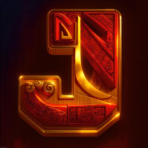 The letter J，Phnom Penh game icon in Mayan style，A supreme masterpiece，high qulity,Smoothness,Bright and vivid