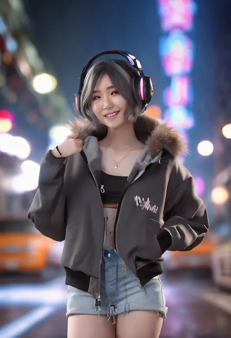 (8k, RAW photo, Best Quality, 巨作:1.2), (Realistic, Realistic Photos:1.37), Best Quality, very high resolution, photon mapping, radiosity, physically-based rendering, 1girl, ((glasses)), ((hoodie)), ((Sweatpants)), naughty face, cute, (laughing), (happy), (...