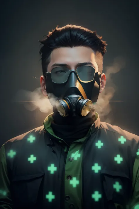 Gas mask on face,Change background, simple animation,hacker mask on face