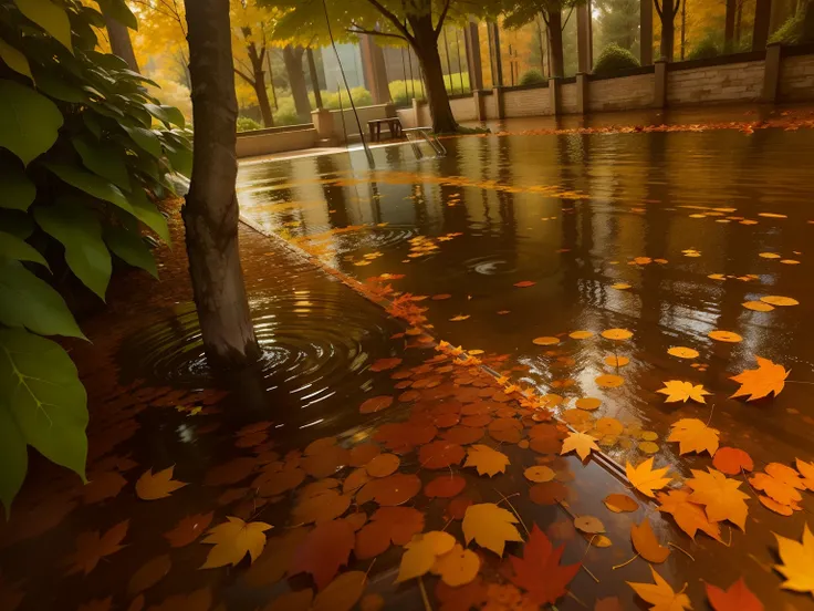 falling leaf，Pool，limpid