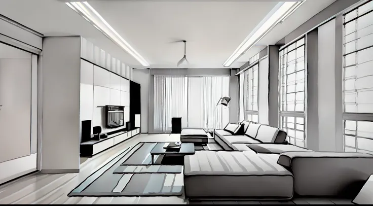 Modern living room in Bauhaus style