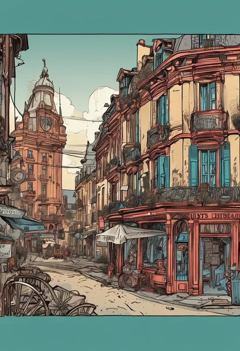 Detailed comic style of Victorian France