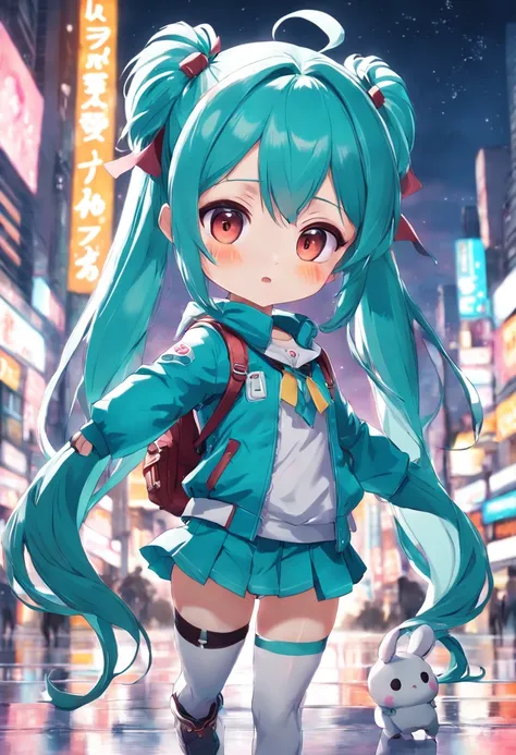 a close up of a cartoon character with a backpack, anime chibi, chibi girl, chibi art, cute anime girl, chibi anime girl, chibi anime, digital art on pixiv, pixiv contest winner, cute anime, pixiv, miku, hatsune miku, kawaii chibi, advanced digital chibi a...