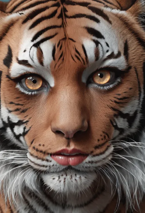 Draw a tiger，Draw a womans face and a tigers head, stunning digital illustration, Beautiful digital artwork, gorgeous digital art, Exquisite digital illustration, art of alessandro pautasso, stunning digital painting, beautiful digital art, beautiful gorge...