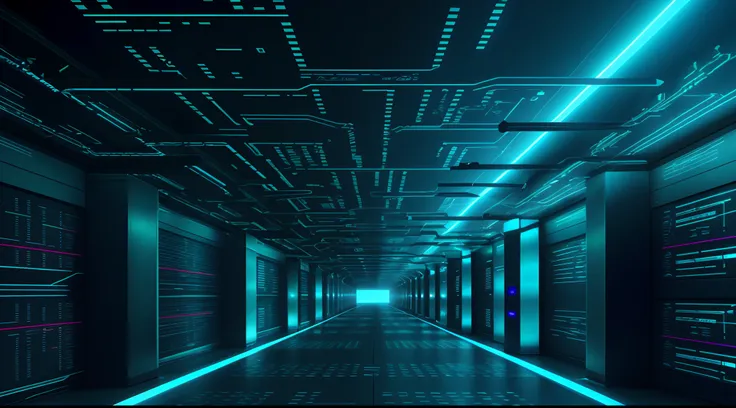 cyberspace, a long corridor, storage grids, codes