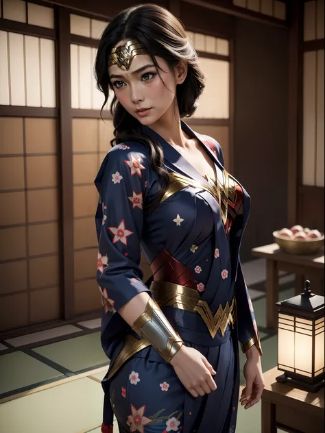 ((("Photorealistic Wonder Woman Wearing Yukata")))
Subject: An enchanting photorealistic photograph capturing Wonder Woman in a graceful yukata attire.
Type of Image: Photorealistic photograph.
Art Styles: Realism, Graceful.
Art Inspirations: Wonder Womans...