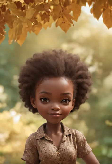 Chibi menina  africana africana pele marrom:4, coffee color:2 queimado pelo sol, feliz de 15 anos pele preta:1 afro: 1.25 Estilo Pixar: 1.25 afro: 2.40 (((sozinho))) cabelos cacheados: 2.3, (corpo inteiro: 2.32) vestindo vestido floral sapato preto,, Hair ...