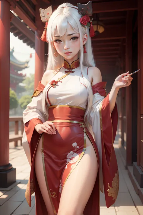 Wu Fu White Hair China Loli Beautiful Red