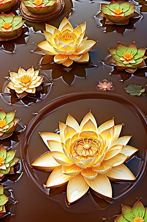 there is a white flower that is floating in the water, lotus, lotus flower, sitting on a lotus flower, reflecting flower, lotus flowers, lotus pond, standing gracefully on a lotus, with lotus flowers, lotus flowers in the water, floating in a powerful zen ...