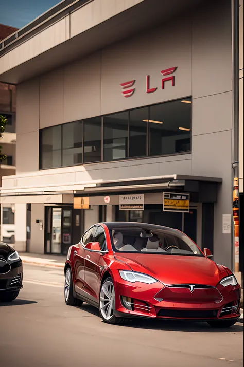 A Tesla made out of chocolate, depth-of-field, high-resolution (8k), photography advertisement style, light strobe, diffuser, masterpiece,