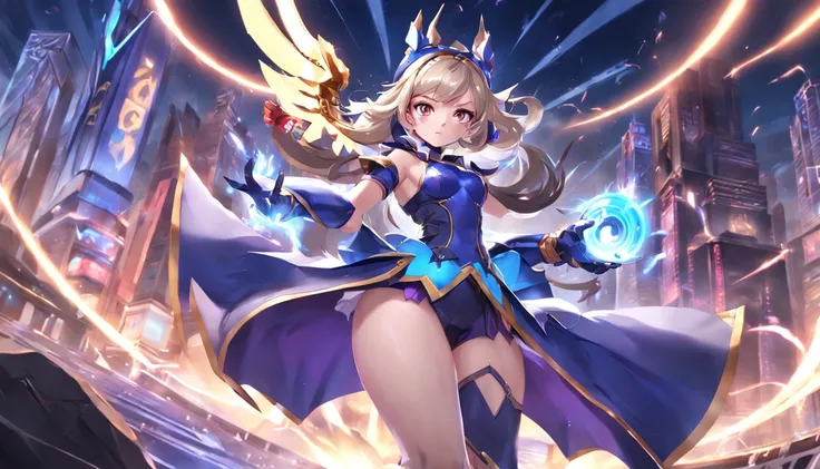 beatrix, mobile legends, beautfull, m4 skins, city , high res, ultra sharp, masterpiece, looking at viewer