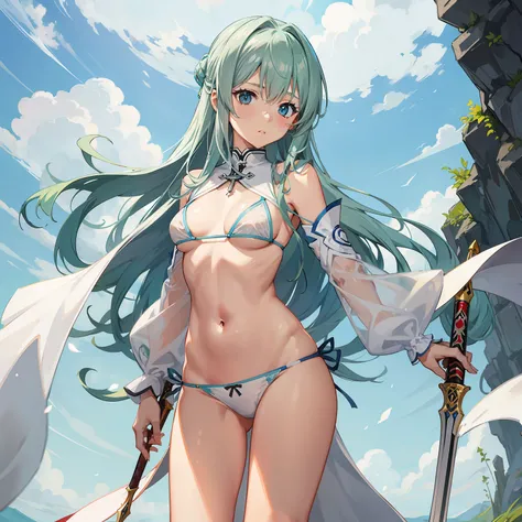 Asuna Female Swordsman Micro Bikini White Cloak