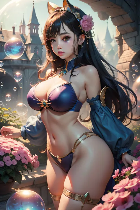 Bubble World、the breasts are large、colorful world、Fantastical、4K、The highest image quality、top-quality、tmasterpiece、超A high resolution