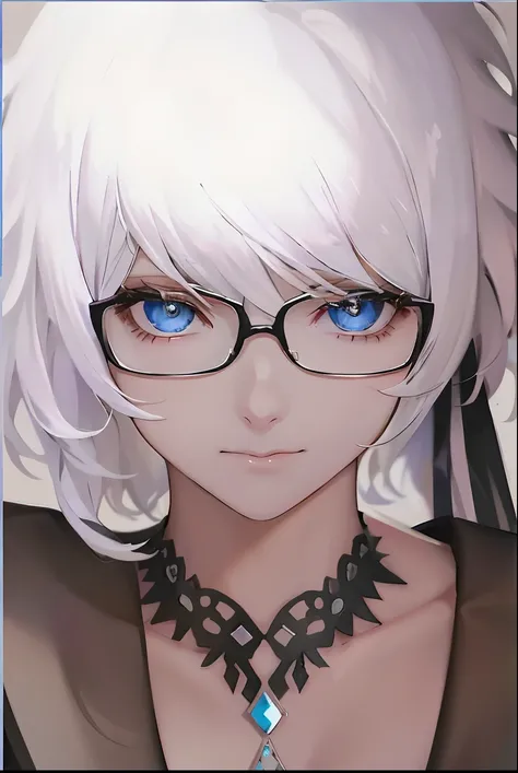 Anime girl with white hair and blue-eyed glasses, 2b NIER automata, white haired Cangcang, 2b, 2 b, Perfect white haired girl, Girl with white hair, white haired lady, White-haired, Stunning anime face, Beuatiful anime, from girls frontline, animemanga gir...