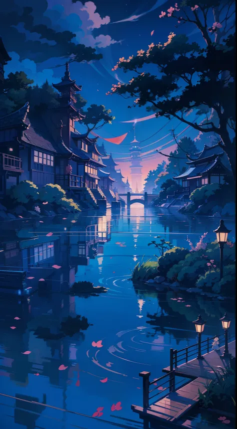 Blue Studio Ghibli Wallpaper, Ghibli Inspired Atmosphere Night Ambiance, Fantasy, Japanese Sky