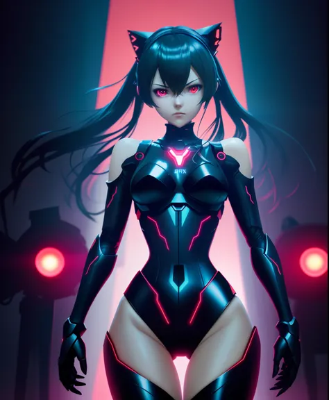 Anime characters standing in a dark room with red lights, 2b, 2 b, dominating pose, gynoid body, pixiv 3dcg, lewd poses, posing for a fight intricate, ((srestrained)), [ Digital art ]!!, fun pose, gapmoe yandere, Neon Genesis Evangelion style, vrchat, Dyna...