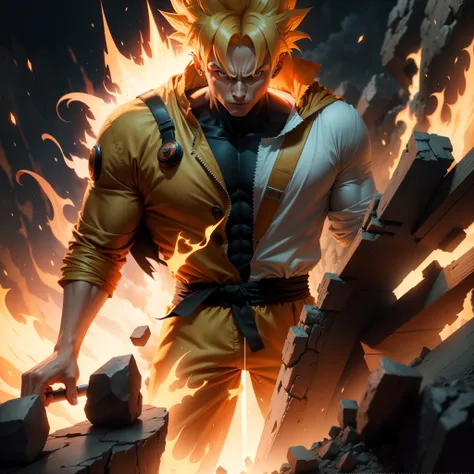 Saitama vs Goku, High quality, perfect quality, strong character Goku, dangerous background, mysterious look, both are strong,