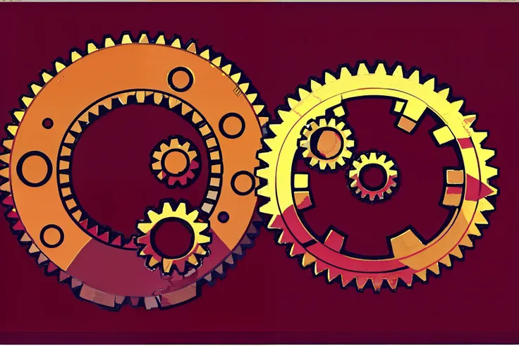 There are a lot of gears turning，All around are rotating gears，The gears take up almost the entire picture，Most gears are brown，The background is light brown，The background is also the Age of Steam，cartoon art