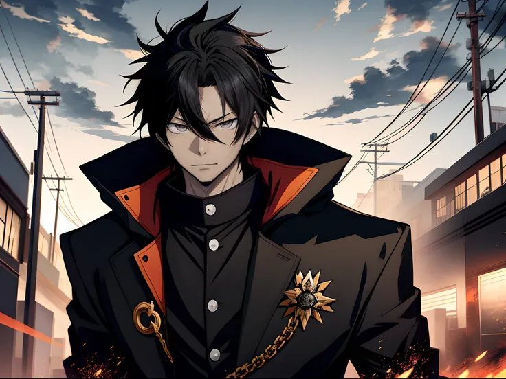 Anime man in a black coat,nigth， Black eyes，Black clouds，inspirado em Okumura Masanobu, Kazuto Okada。Badass anime 8 K, Anime handsome man, Anime portrait of a handsome man, anime concept hdr anime macmanus, Key anime art, male anime character