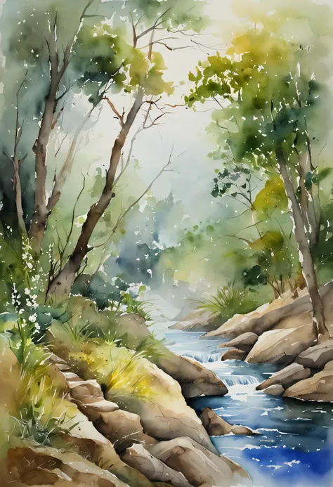 river in the midle of misty jungle