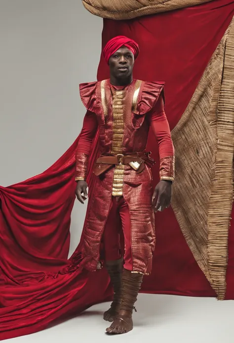 guerreiro africano com roupa vermelha