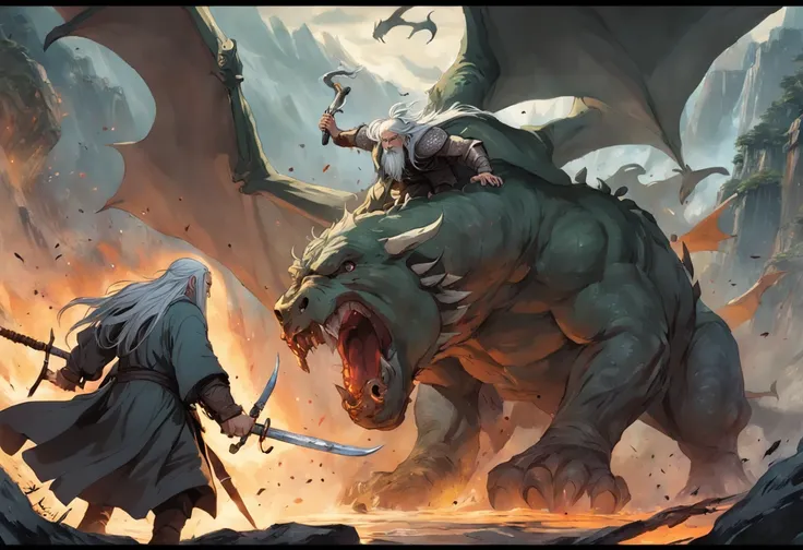 War of the Lord of the Rings The Orcs fighting Legolas and Gandalf, ogros gigantes dragones