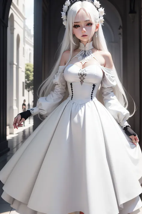 White Fashion, Hair White , Black color eyes, White Magic , Dress White, Girl SExy