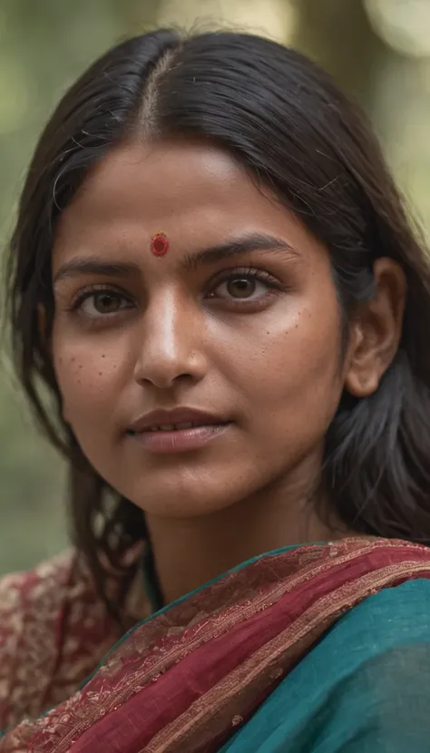 portrait of Indian village young woman at a gathering in the forests of Himachal Pradesh , Cinematic, Photoshoot, Shot on 25mm lens, Depth of Field, Tilt Blur, Shutter Speed 1/1000, F/22, White Balance, 32k, Super-Resolution, Pro Photo RGB, Half rear Light...