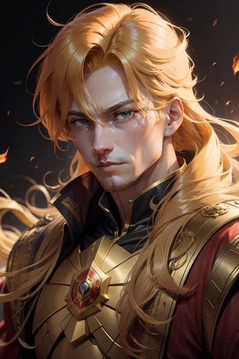 golden hair，King with scarlet eyes，During the battle, the golden lion phantom emerges