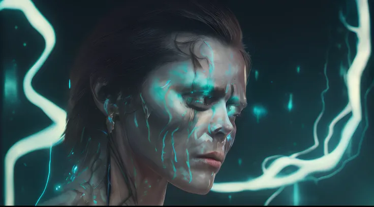 "A stunning 4k portrait with bioluminescent magical elements of an undead zombie."