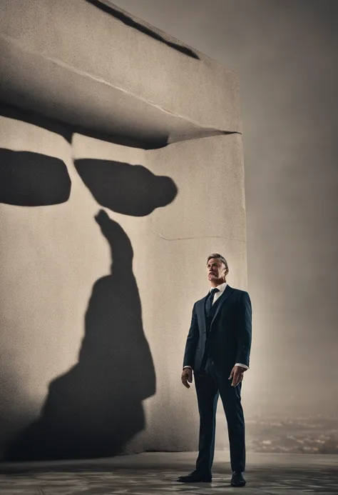 a man standing with 30 years in a suit and tie, Body and straight head in the photo, de frente para o espectador da foto, olhos fitos para a lente, Appears shoulders and head in the photo, homem centralizado na foto, clear lighting, 8k, melhor qualidade, o...