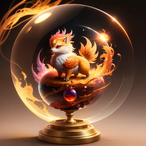 Cute adorable crystal ball phoenix cub with highly detailed intricate concept art trending artstation 8k