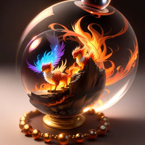 Cute adorable crystal ball phoenix cub with highly detailed intricate concept art trending artstation 8k