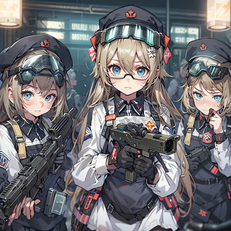 Anime maid girls lining up、Equipped with night vision goggles、Equipped with night vision goggles、alignment、Armed Angel Girl Frontline Style, from girls frontline, Fine details. girls frontline, girls frontline, girls frontline cg, infantry girl, Womens Las...