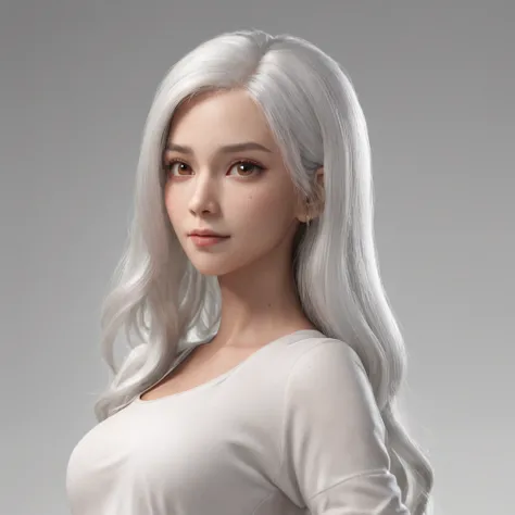 Female, age 16, 3D Pixar style character, bulk body, front image, dark skin color, white hair color, clothing, white T-shirt with red jacket, looking at viewer, solo, upper body, ((masterpiece)), (best quality), (extremely detailed), depth of field, sketch...