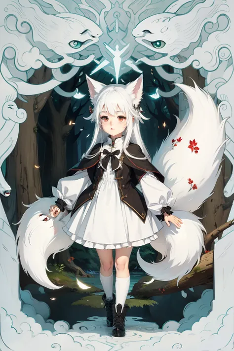 The white-haired fox demon loli in the forest