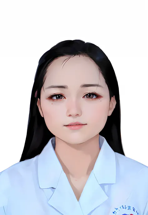 there is a woman with long black hair wearing a white shirt, Kawaii realistic portrait, made with anime painter studio, portrait of female korean idol, drawn in anime painter studio, realistic anime artstyle, Realistic young anime girl, anime realism style...