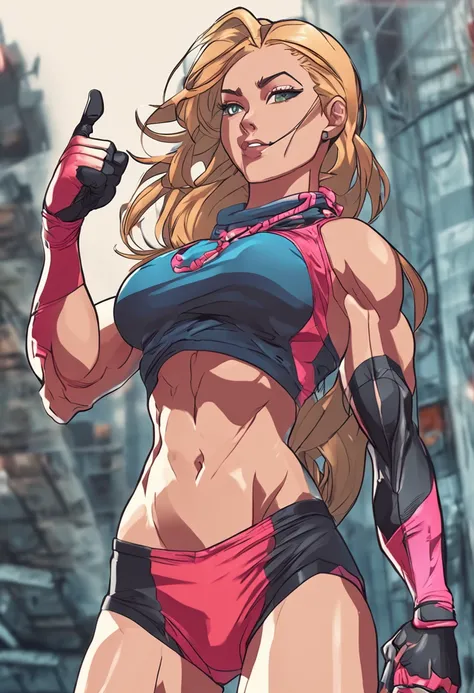 hot anime girl athletes with abs, muscular arms, muscular legs, gigantic boobs