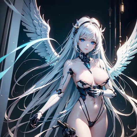 (​masterpiece)、(top-quality)、(top-quality)、​masterpiece,nffsw, 16 K, (High Definition CG Illustration)、((extremely delicate and beautiful))、(Since a while ago)、Cinematic Light、Beautiful but cruel, Erotic and grotesque mechanical girl wearing cyberpunk sung...