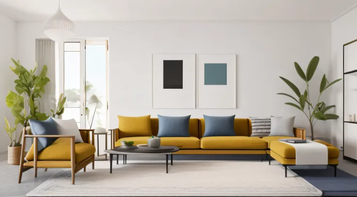 Craft an AI artwork that embodies the serene simplicity of Japandi design in a modern living room, blending Japanese minimalism and Scandinavian warmth.