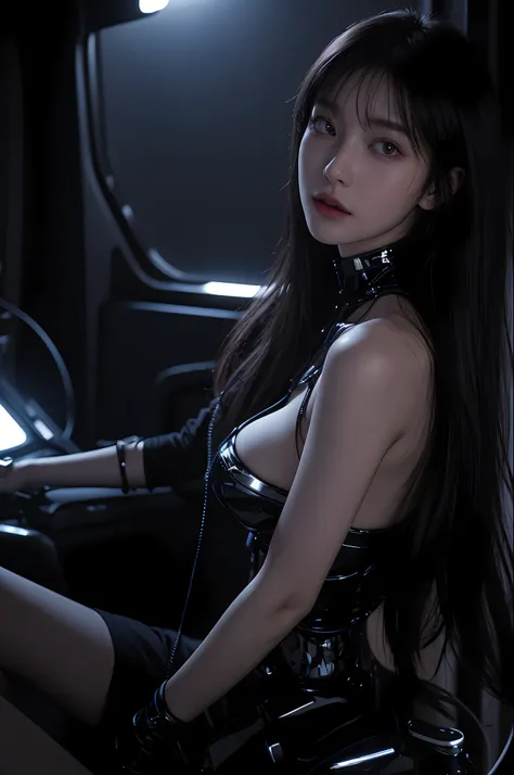 top-quality、master-piece、超High resolution、(real light:1.4)、RAW photo、1 girl、Black Hair、gleaming skin、1mechanical girl、((Super realistic detail))、portrait、Global Illumination、glossy、octanerender、10、Ultra Sharp、Colossal、Raw skin is revealed in cleavage.、Meta...