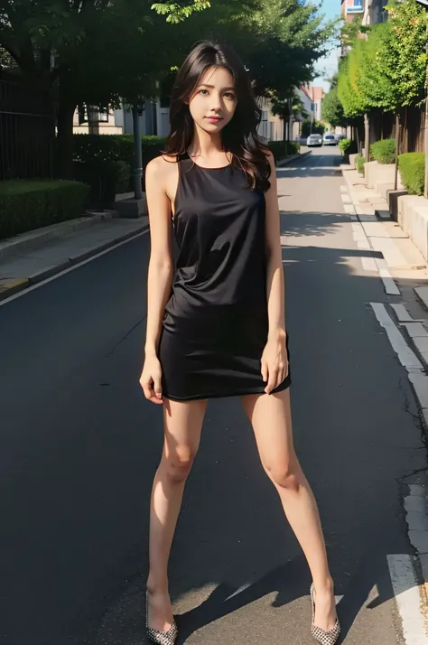 girl with beautiful leg and standing