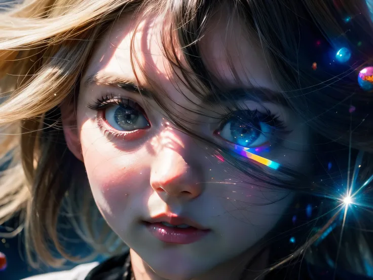 (((portraite of a))) The girl is beautiful, Cosmic eyes,Through the eyes of space