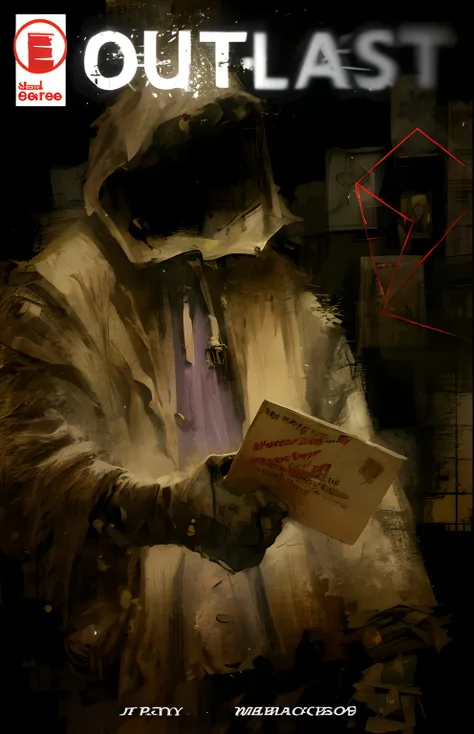 An image of Alphad of a man in a hooded jacket holding a book, Inspired by Mead Schaeffer, inspired by Dave McKean, Ashley wood illustration, author：Dave McKean, author：Guy Denning, sergey kolesov, author：Ludvik Konazevsky, Dave McKean ink dripping, Inspir...