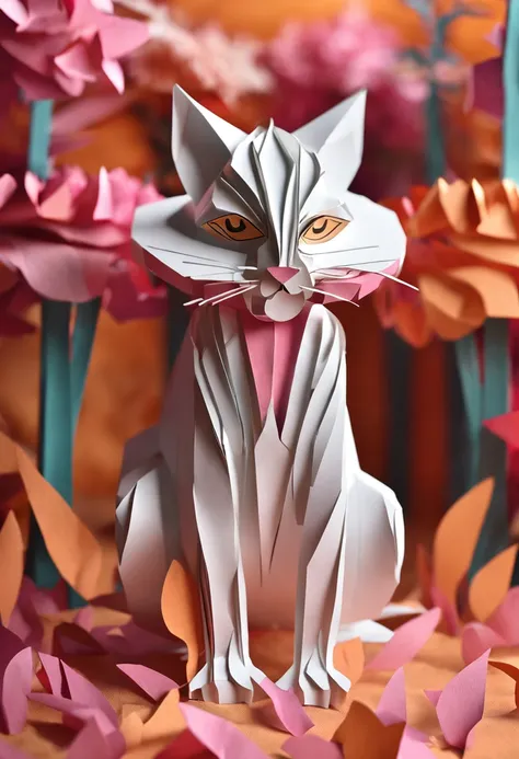 Paper Morphing Cat, Paper Craft Art, "Ballets Russes", Cute, In the forest, 4K, animations